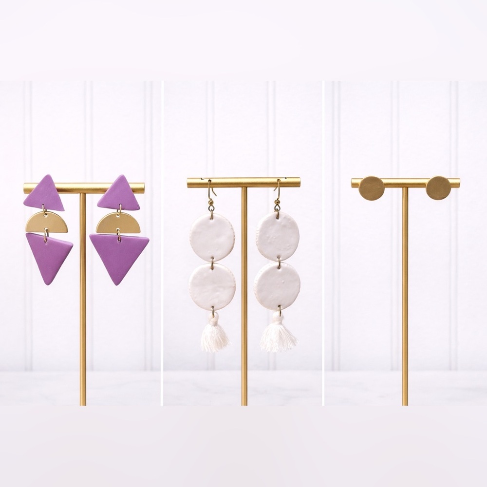 Set of 3 Handmade Clay Earrings